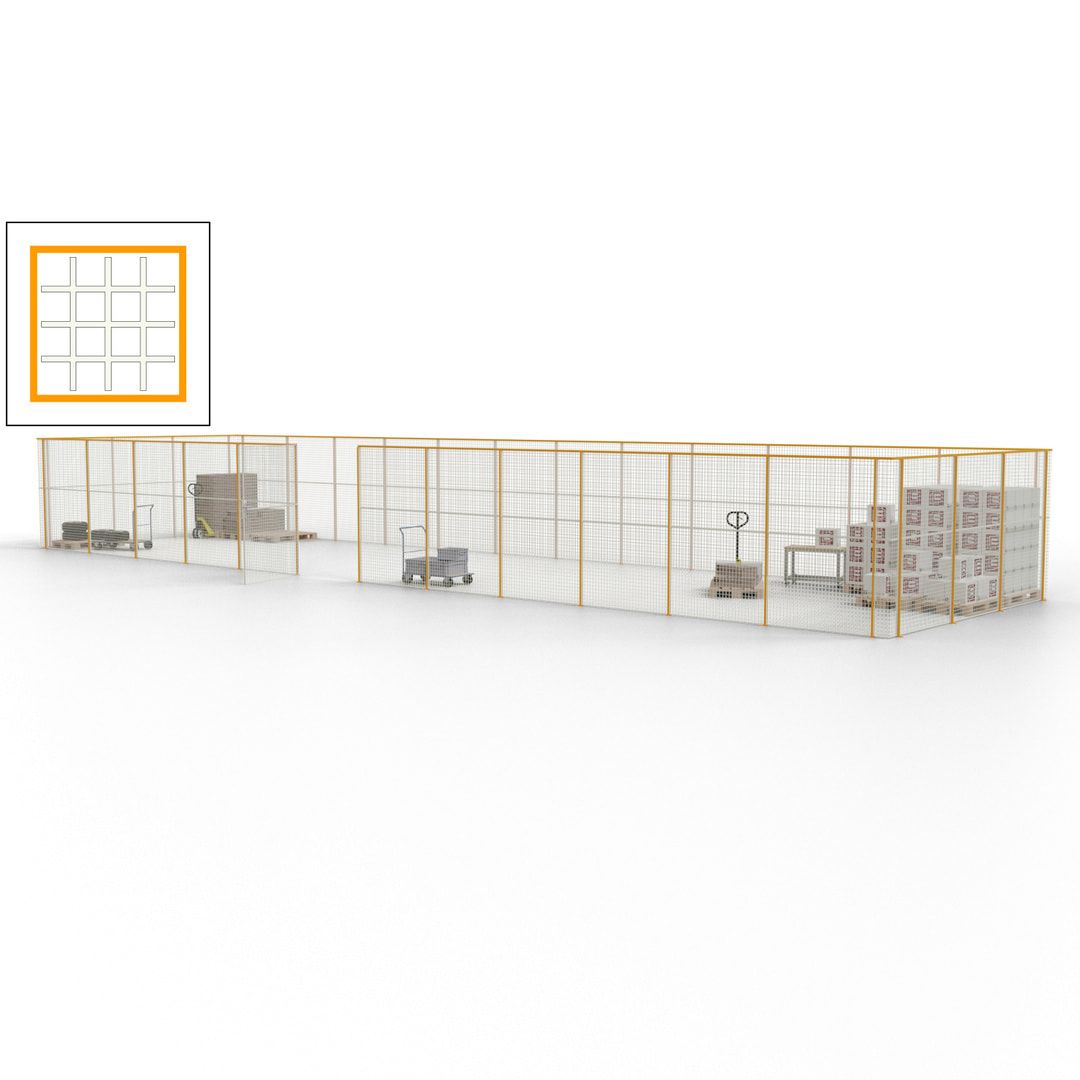 Maschinen Schutzgitter - Hallentrennwand - Sicherheitszaun - Tür - 45 m - 2.200 x 18.400 x 4.900 mm (HxBxT) - enzianblau