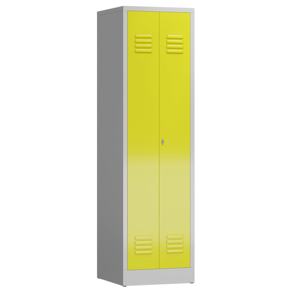 Mehrzweckschrank, Garderobenschrank, 2 Abteile, 6 Fächer, 1.800 x 500 x 500 mm (HxBxT), Drehriegel, Stahl, Korpus: lichtgrau, Front: anthrazitgrau