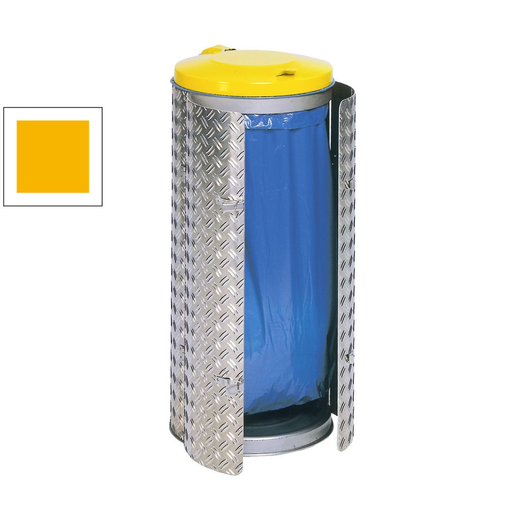 Abfallbehälter aus Edelstahl u. Alu-Duett-Blech - Inh. 120 l - Deckelfarbe blau