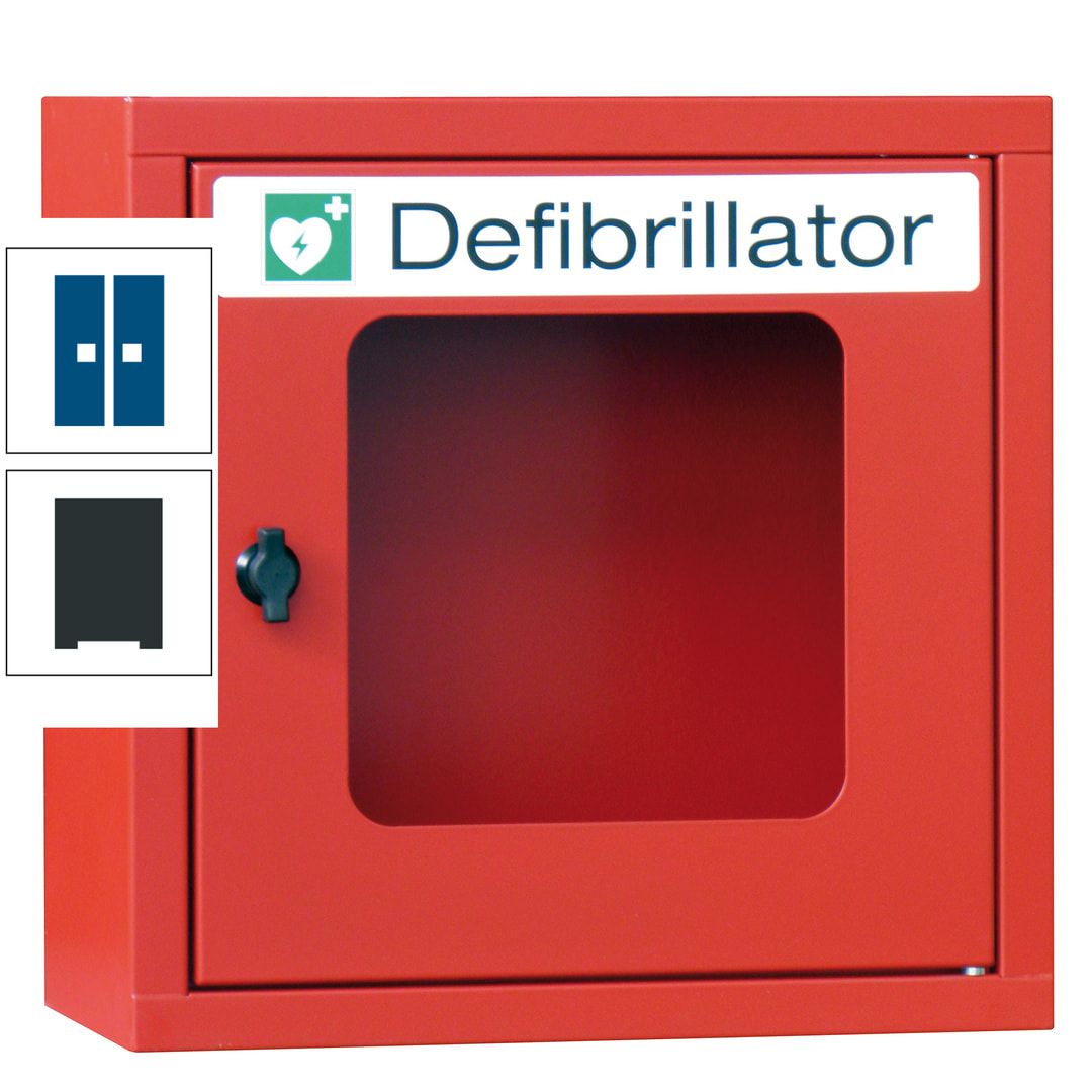 Defibrillatorenschrank - 400 x 400 x 200 mm (HxBxT) - Sichtfenster - anthrazitgrau
