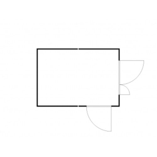 Isolierter Gefahrstoffcontainer - 2.510 x 4.050 x 4.340 mm (HxBxT) - Auffangvolumen 2 x 1.050 l - Dauerlüfter - Doppelflügeltür kurze Seite