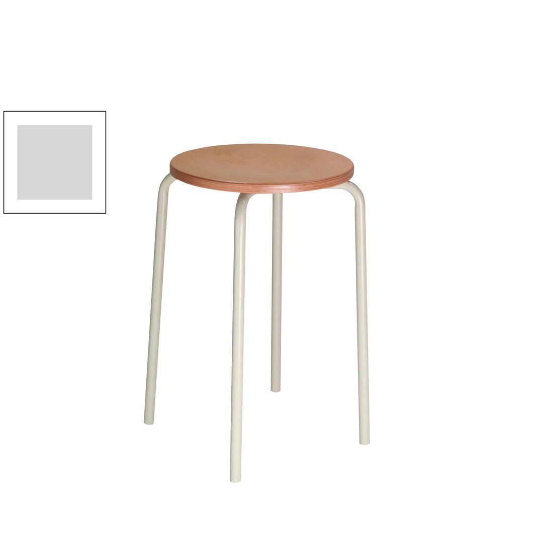 Hocker - Stapelhocker - Sitzhöhe 500 mm - Buche - Stahlrohrgestell lichtgrau