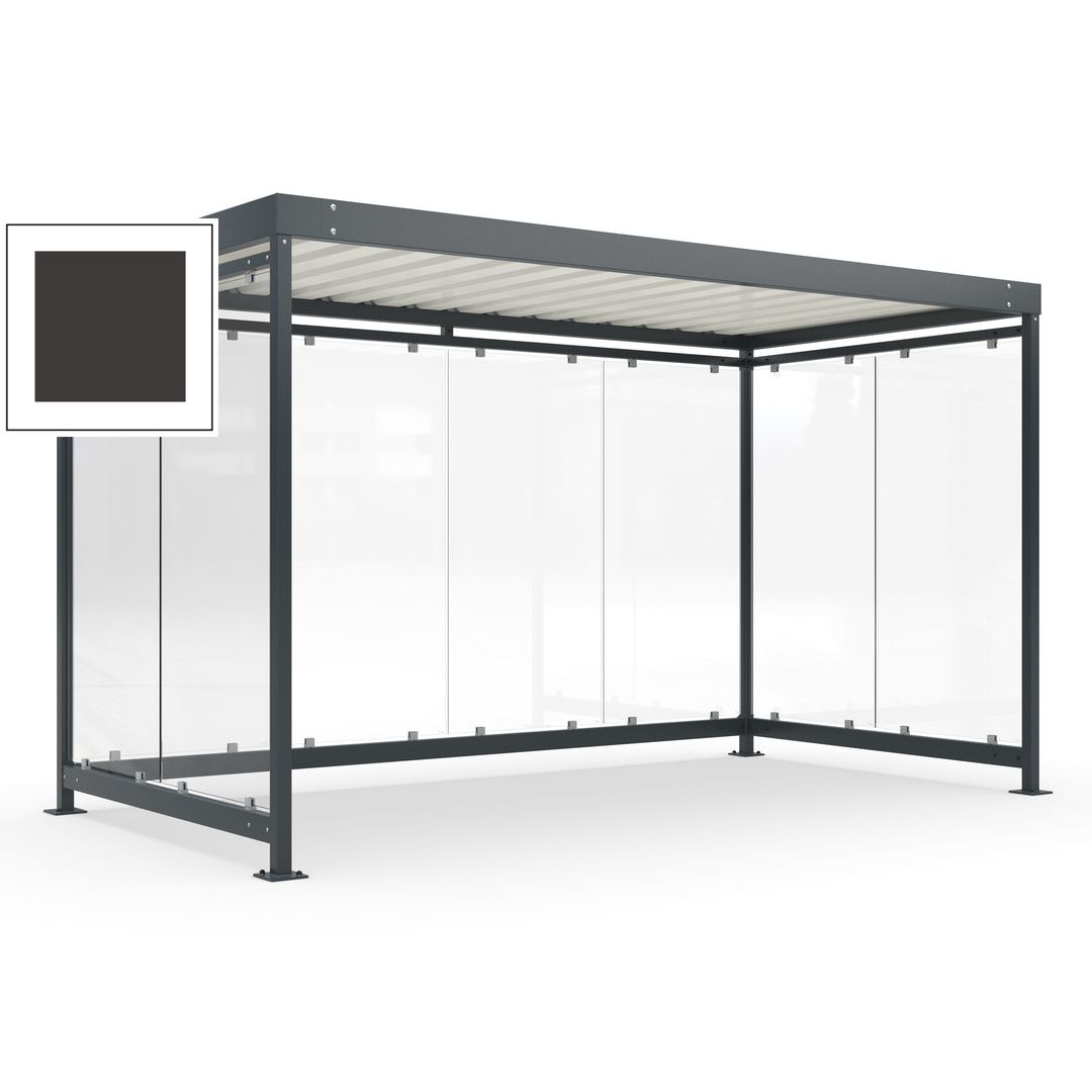 Fahrradunterstand, Fahrgastunterstand, Bushaltestelle, Bausatz, 12-13 Personen, 2.510 x 4.195 x 2.165 mm (HxBxT), 8 Wände, Achatgrau