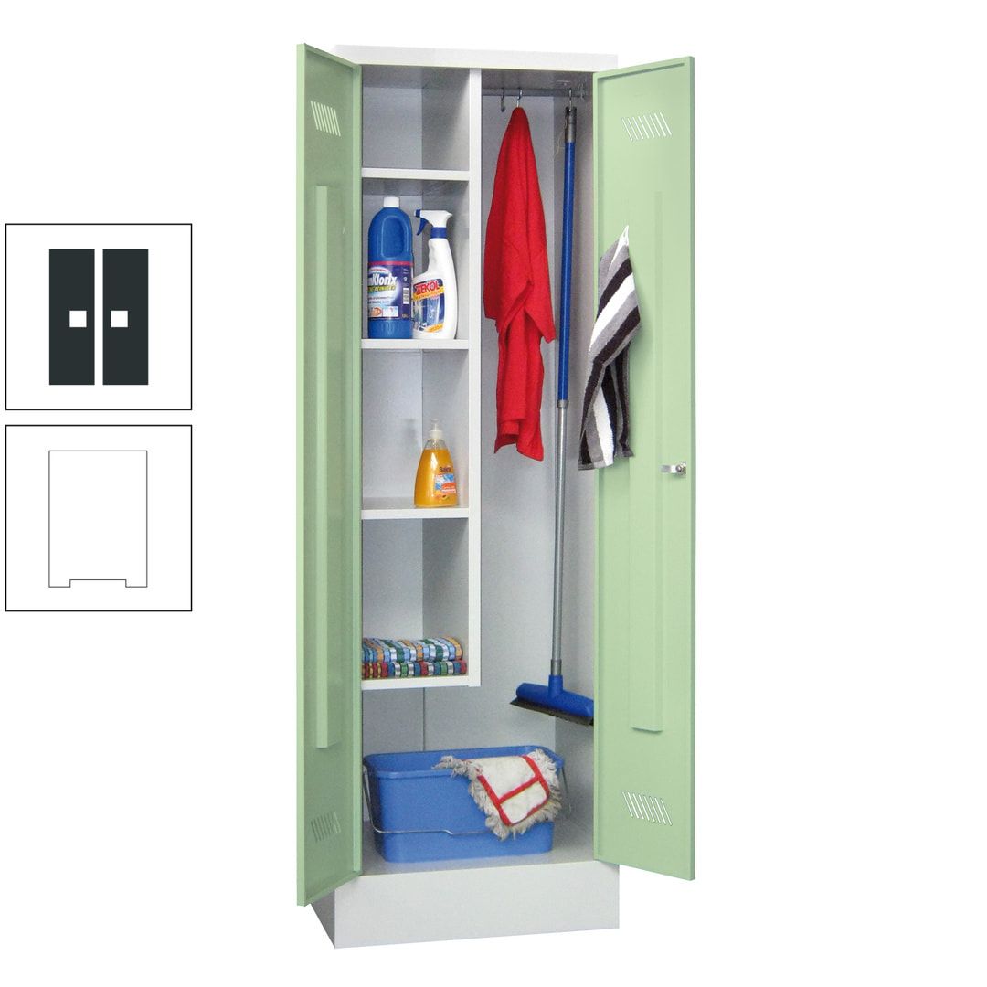Putzschrank mit Sockel - 1 Abteil mit Trennwand - 1.850x600x500 mm (HxBxT) - Drehriegel - anthrazitgrau