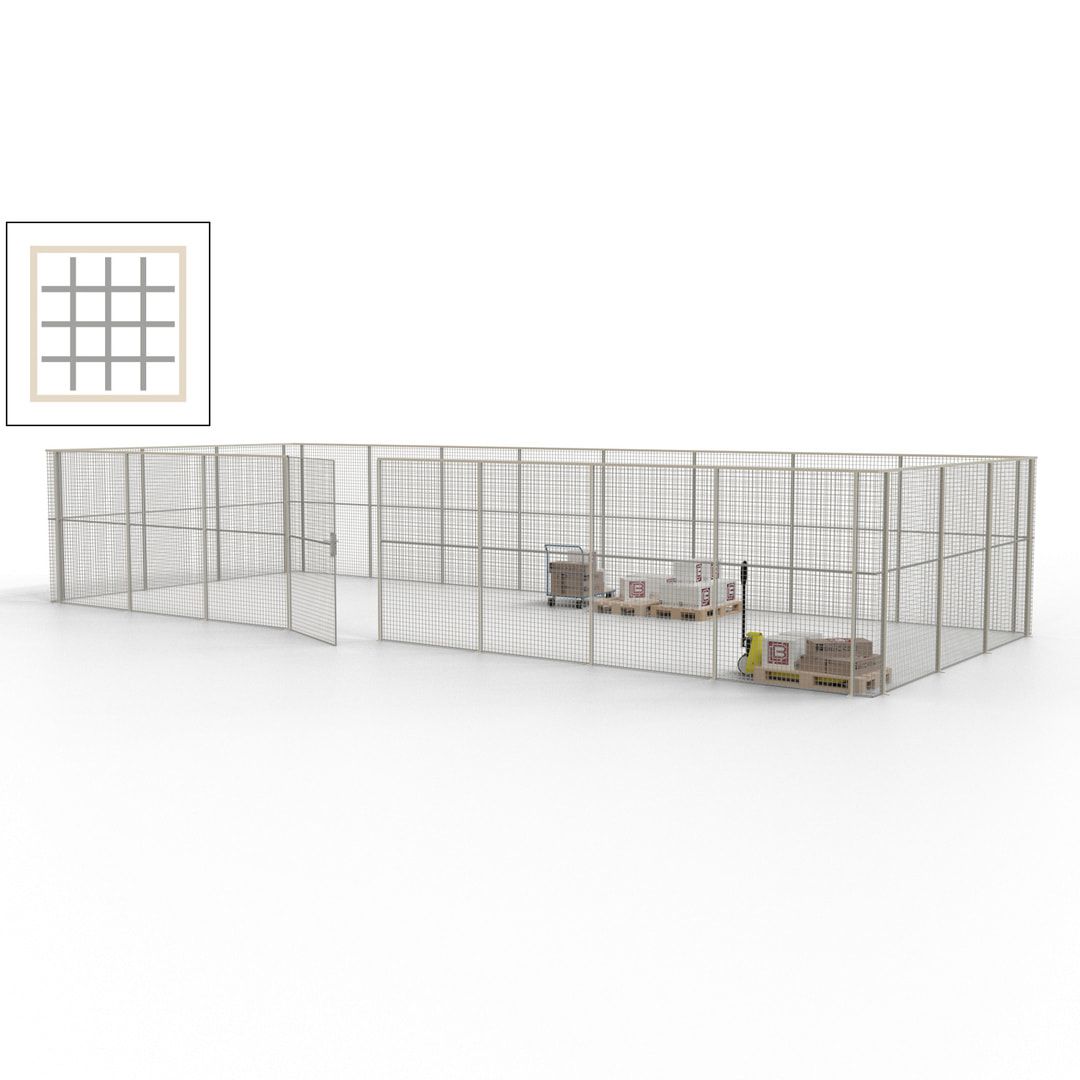 Maschinen Schutzgitter - Hallentrennwand - Sicherheitszaun - Tür - 33 m - 2.200 x 12.400 x 4.900 mm (HxBxT) - enzianblau