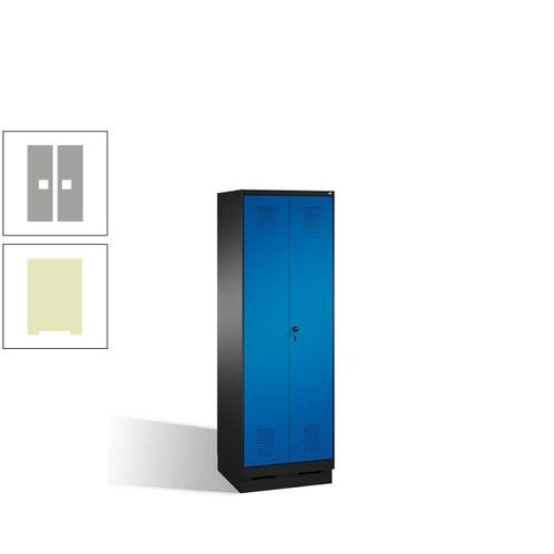 Doppel-Spind, Doppeltüren, Garderobenschrank mit Sockel, 2 Abteile a 300 mm, Korpus anthrazitgrau, Tür anthrazitgrau, 1.800 x 600 x 500 mm (HxBxT)
