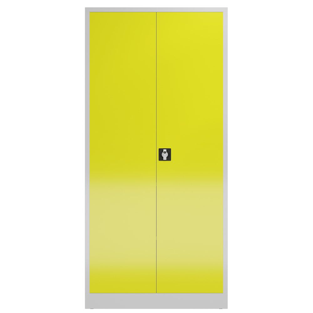 Aktenschrank, Büroschrank, abschließbar, Flügeltüren, 4 Fachböden, 1.945 x 920 x 500 mm (HxBxT), Stahl, Korpus und Türen lichtgrau