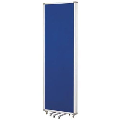 Faltstellwand, Raumteiler, fahrbar, doppelseitiger Textilfilz in royalblau, 1.800 x 1.810 x 370 mm (HxBxT), Aluminium