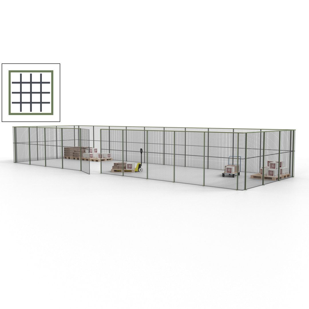 Maschinen Schutzgitter - Hallentrennwand - Sicherheitszaun - Tür - 39 m - 2.200 x 15.400 x 4.900 mm (HxBxT) - enzianblau