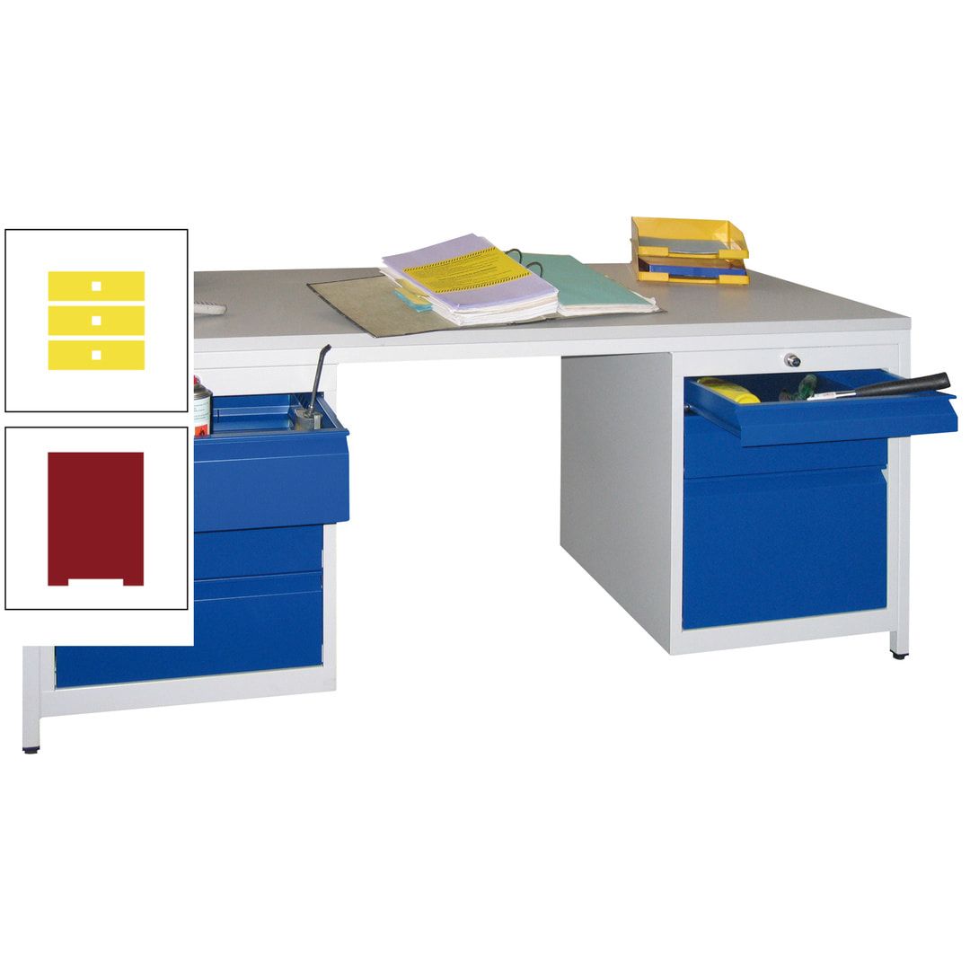 Meisterschreibtisch - 6 Schubladen, 75 / 125 / 150 / 175 / 300 mm - 720 x 1.700 x 800 mm (HxBxT) - anthrazitgrau