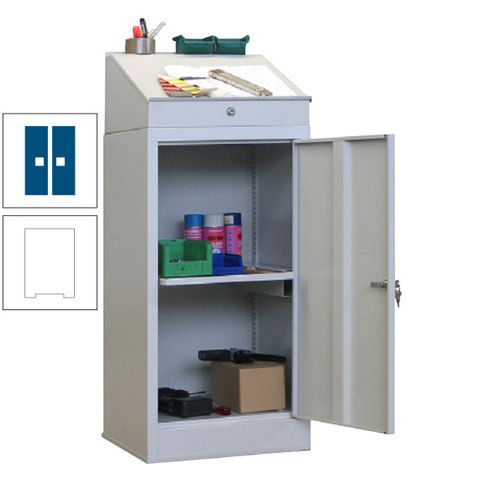 Stehpult mit Schrank - Vollblechtür - Zylinderschloss - 1 Ausziehboden - 1.270x500x500 mm (HxBxT) - anthrazitgrau