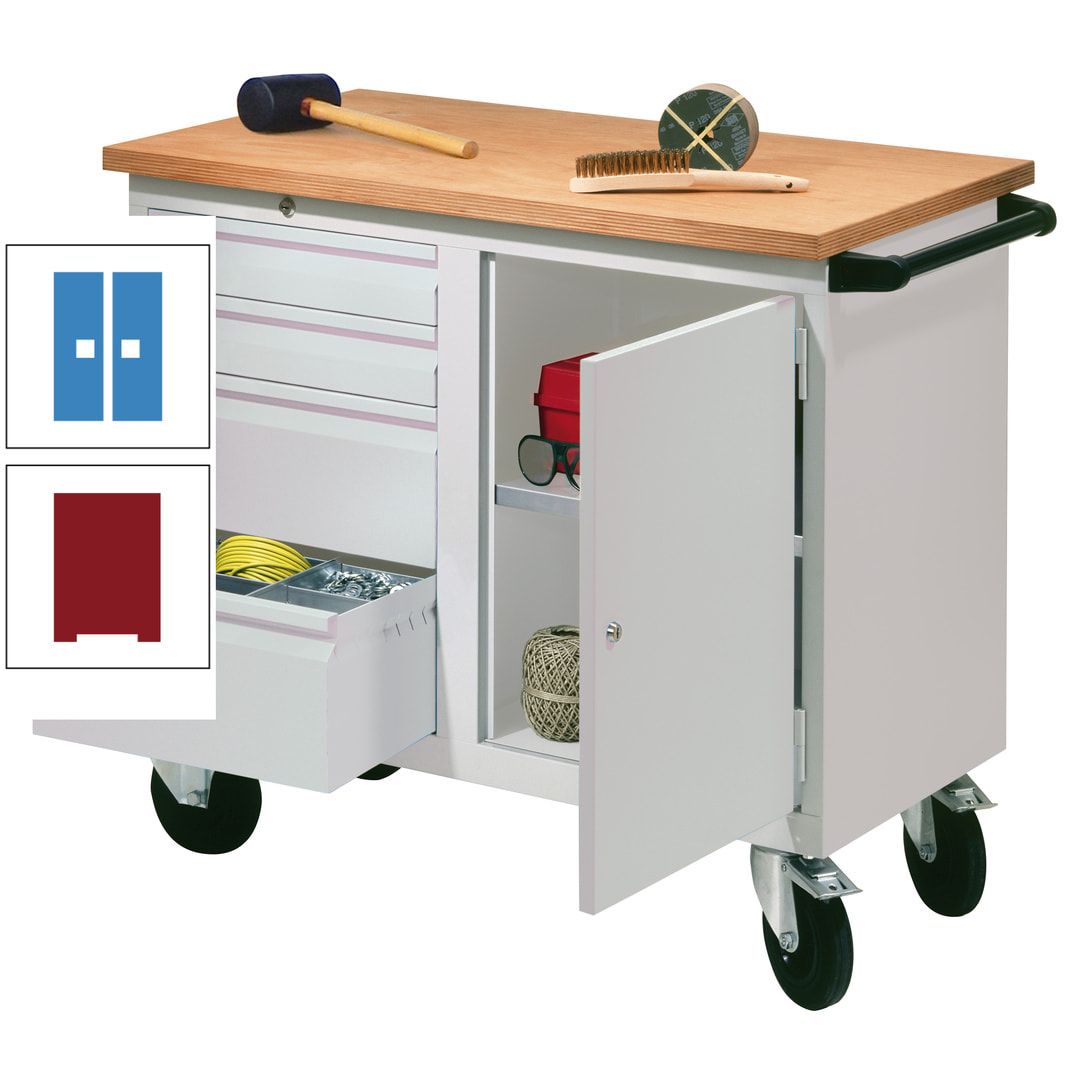 Mobile Werkbank - Werkstattwagen - 915 x 1.090 x 600 mm - 4 Schubladen und Schrankfach - anthrazitgrau