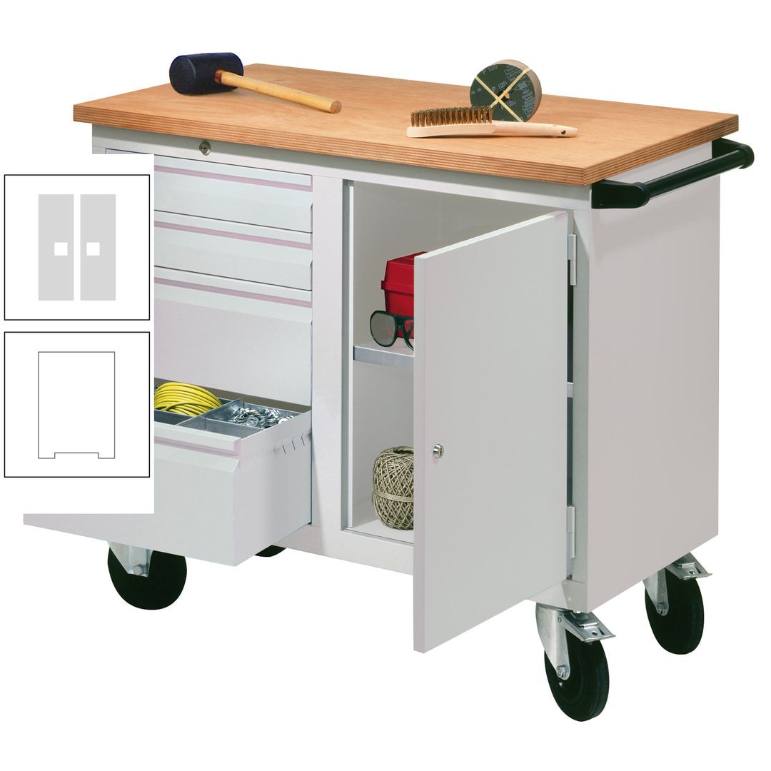 Mobile Werkbank - Werkstattwagen - 915 x 1.090 x 600 mm - 4 Schubladen und Schrankfach - anthrazitgrau