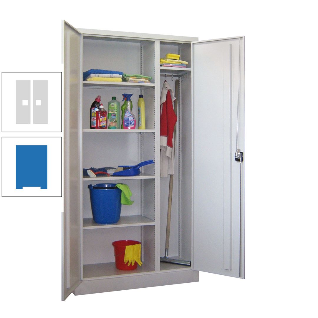 Putzschrank mit Trennwand - 1.950x1.000x400 mm (HxBxT) - Böden pulverbeschichtet - anthrazitgrau