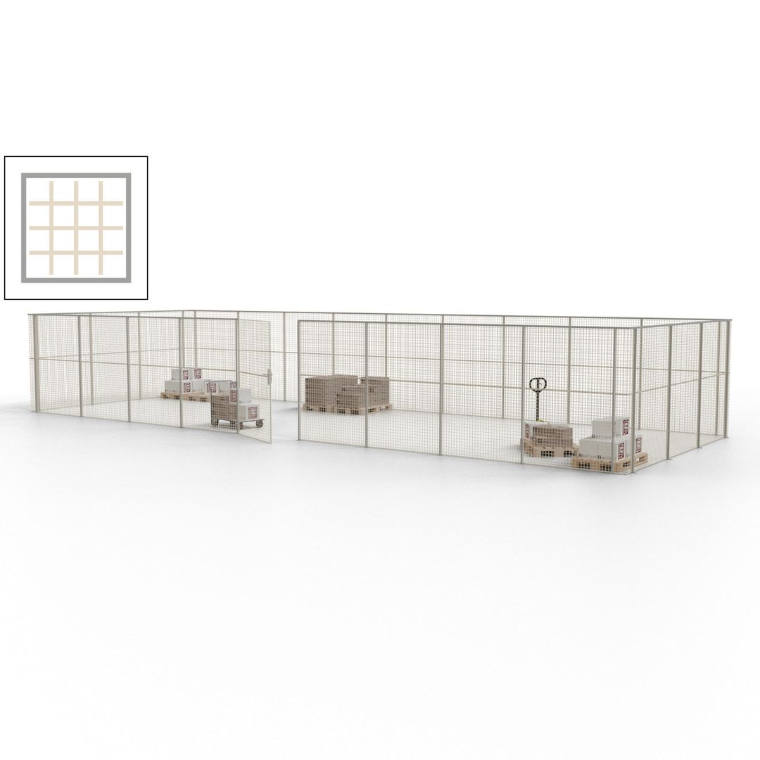 Maschinen Schutzgitter - Hallentrennwand - Sicherheitszaun - Tür - 36 m - 2.200 x 13.900 x 4.900 mm (HxBxT) - enzianblau