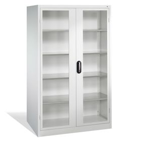 C+P Großraum Werkzeugschrank, Materiallager, Stahlschrank mit Sichtfenstertüren, 4 Fachböden, Farbe wählbar, 1.950 x 1.200 x 500 (HxBxT)