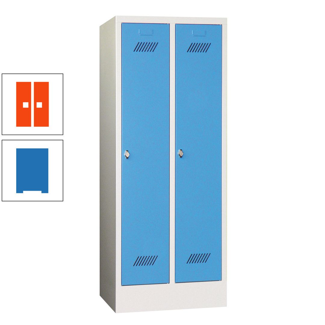 Spindschrank f. Schulen - mit Sockel - Höhe 1.600 mm - 2 Abteile a 300 mm - Drehriegel - anthrazitgrau