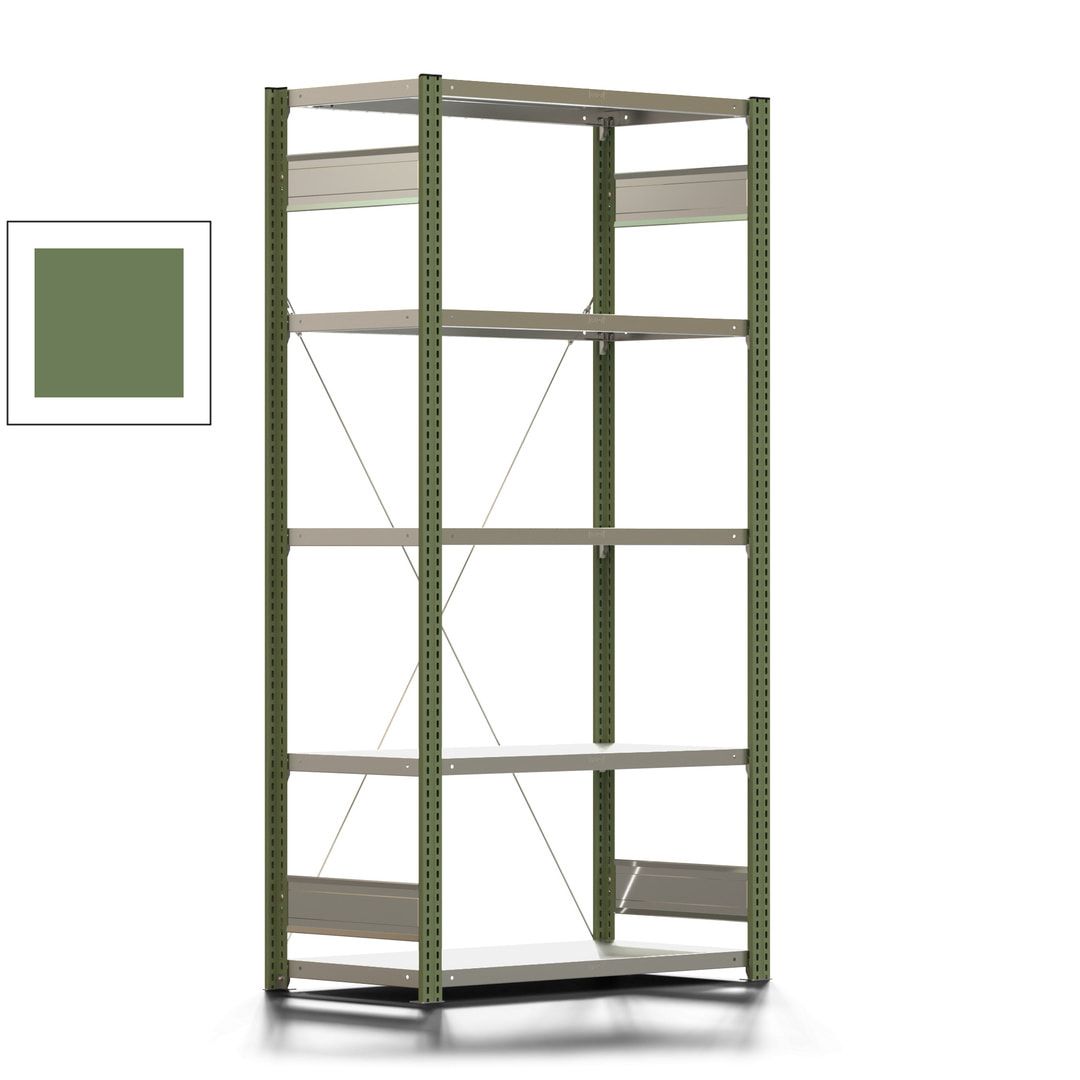 Fachbodenregal mit Tiefenriegel - 250 kg - 2.000 x 1.005 x 500 mm (HxBxT) - Anbauregal - Rahmen enzianblau - Böden verzinkt - Steckregal