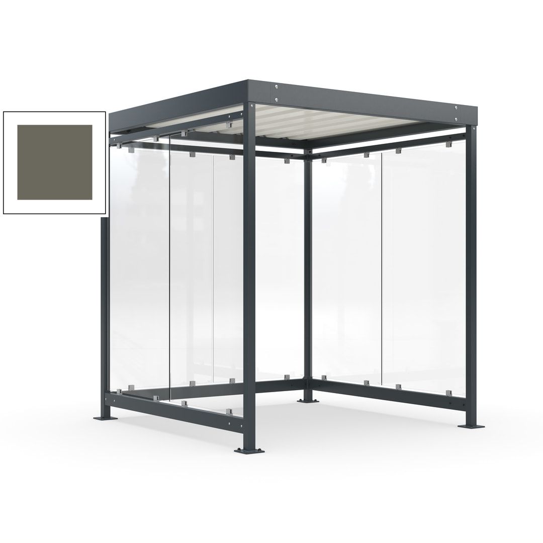Raucherunterstand, Bushaltestelle, Bausatz, 6-7 Personen, 6 Wände, 2.510 x 2.165 x 2.165 mm (HxBxT), Achatgrau