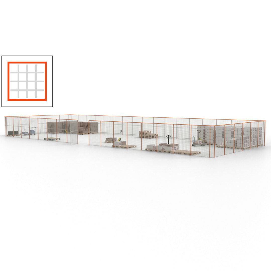Maschinen Schutzgitter - Hallentrennwand - Sicherheitszaun - Tür - 69 m - 2.200 x 19.900 x 15.400 mm (HxBxT) - enzianblau
