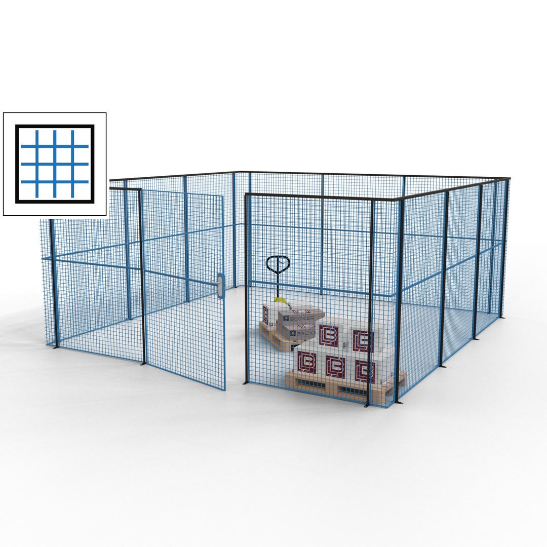 Maschinen Schutzgitter - Hallentrennwand - Sicherheitszaun - Tür - 18 m - 2.200 x 4.900 x 4.900 mm (HxBxT) - enzianblau