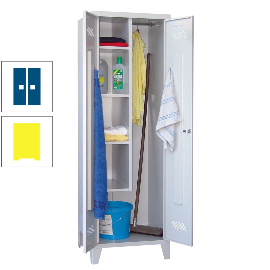 Putzschrank mit Füßen - 1 Abteil mit Trennwand - 1.850x600x500 mm (HxBxT) - Drehriegel - anthrazitgrau