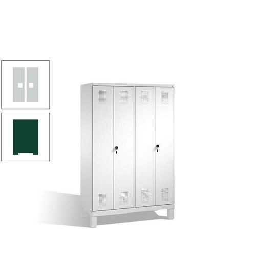 Doppel-Spind, Doppeltüren, Garderobenschrank mit Füßen, 4 Abteile a 300 mm, Korpus anthrazitgrau, Tür anthrazitgrau, 1.850 x 1.200 x 500 mm (HxBxT)