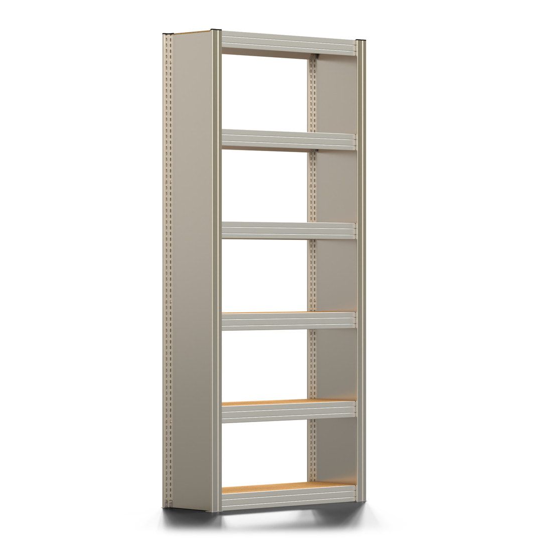 Archivregal mit Holzböden - Seitenwand - 6 Ebenen - 250 kg - 2.075 x 875 x 300 mm (HxBxT) - Anbauregal - verzinkt - Steckregal BERT