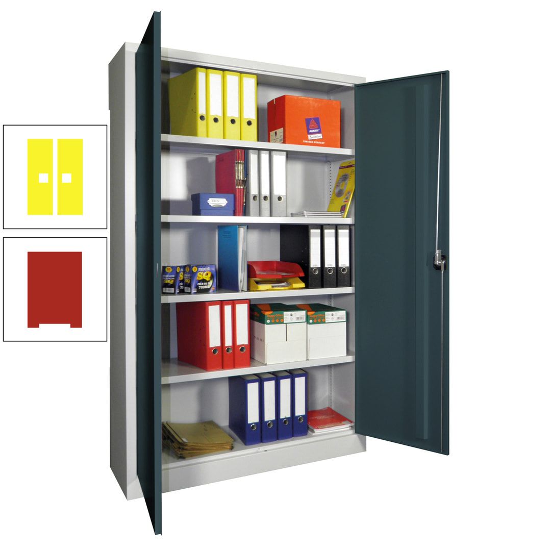 Aktenschrank - Vollblechtüren - 1.950x1.200x400 mm (HxBxT) - 4 Einlegeböden verzinkt - Zylinderschloss - anthrazitgrau