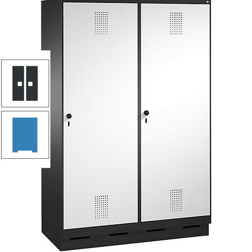 Doppel-Spind, Garderobenschrank, 2 Türen für 4 Abteile a 300 mm, Korpus anthrazitgrau, Türen anthrazitgrau, 1.800 x 1.200 x 500 mm (HxBxT)
