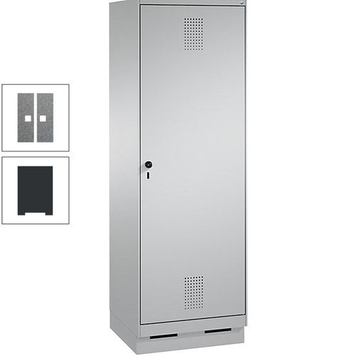 Doppel-Spind, Garderobenschrank, 1 Tür für 2 Abteile a 300 mm, Korpus anthrazitgrau, Türen anthrazitgrau, 1.800 x 600 x 500 mm (HxBxT)