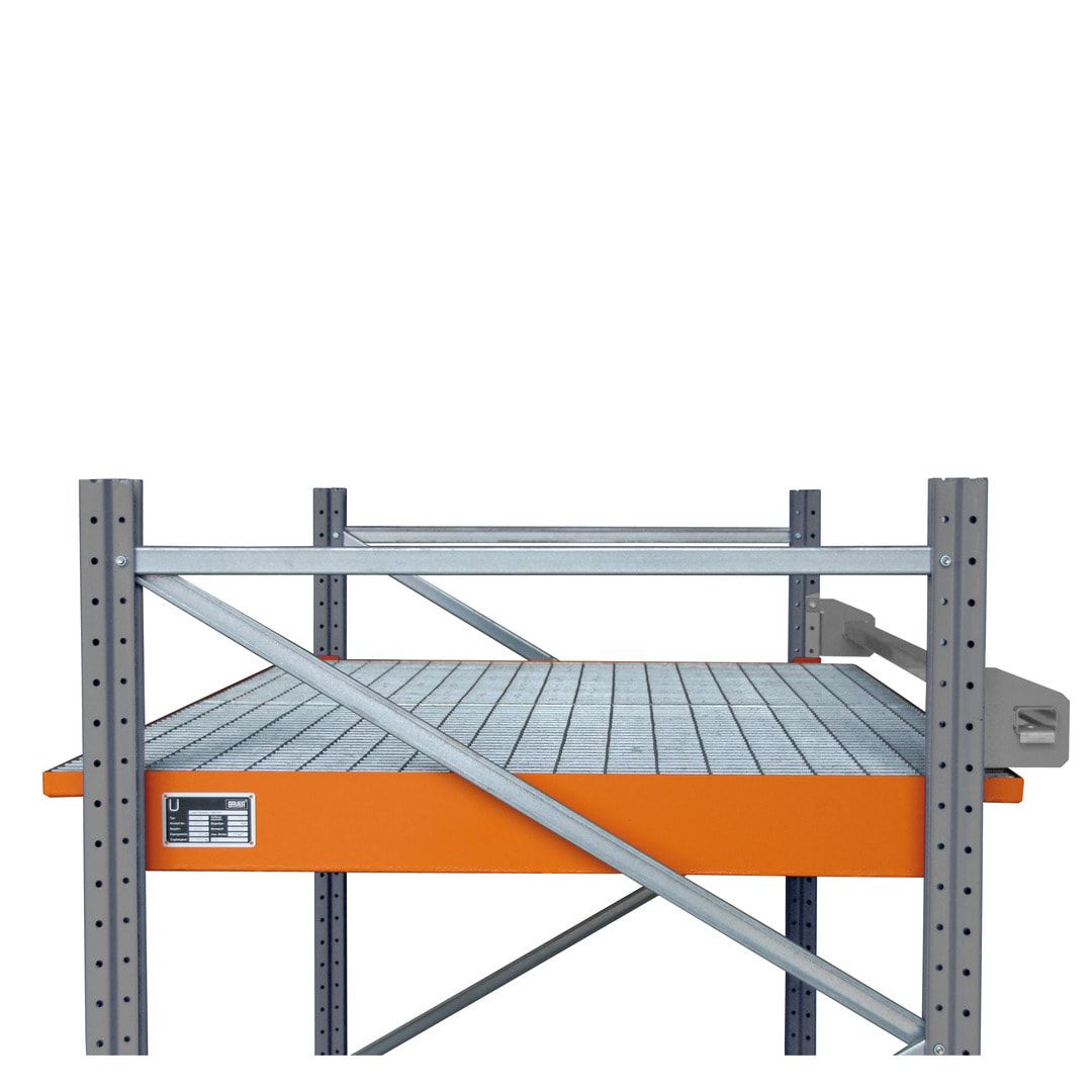 BAUER Einhänge-Regalwanne für Palettenregale mit Gitterrost - (BxT) 1.750 x 1.250 mm - Volumen 200 l - feuerrot