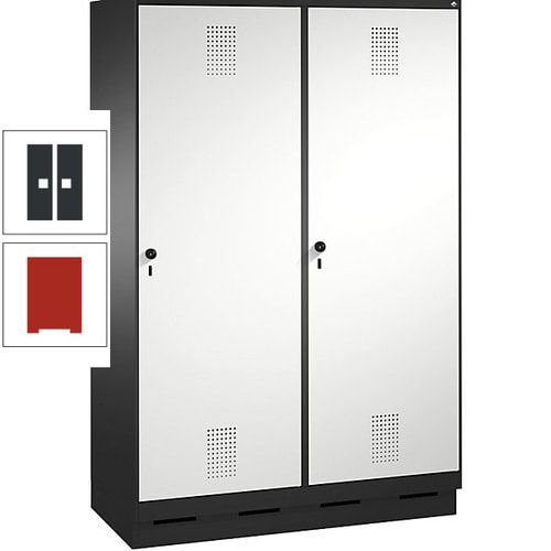 Doppel-Spind, Garderobenschrank, 2 Türen für 4 Abteile a 300 mm, Korpus anthrazitgrau, Türen anthrazitgrau, 1.800 x 1.200 x 500 mm (HxBxT)