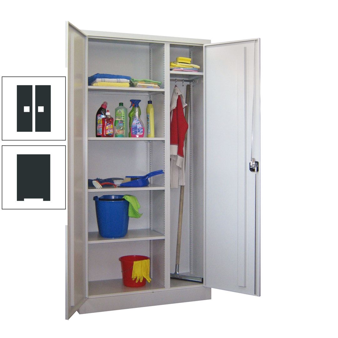 Putzschrank mit Trennwand - 1.950x1.000x400 mm (HxBxT) - Böden pulverbeschichtet - anthrazitgrau