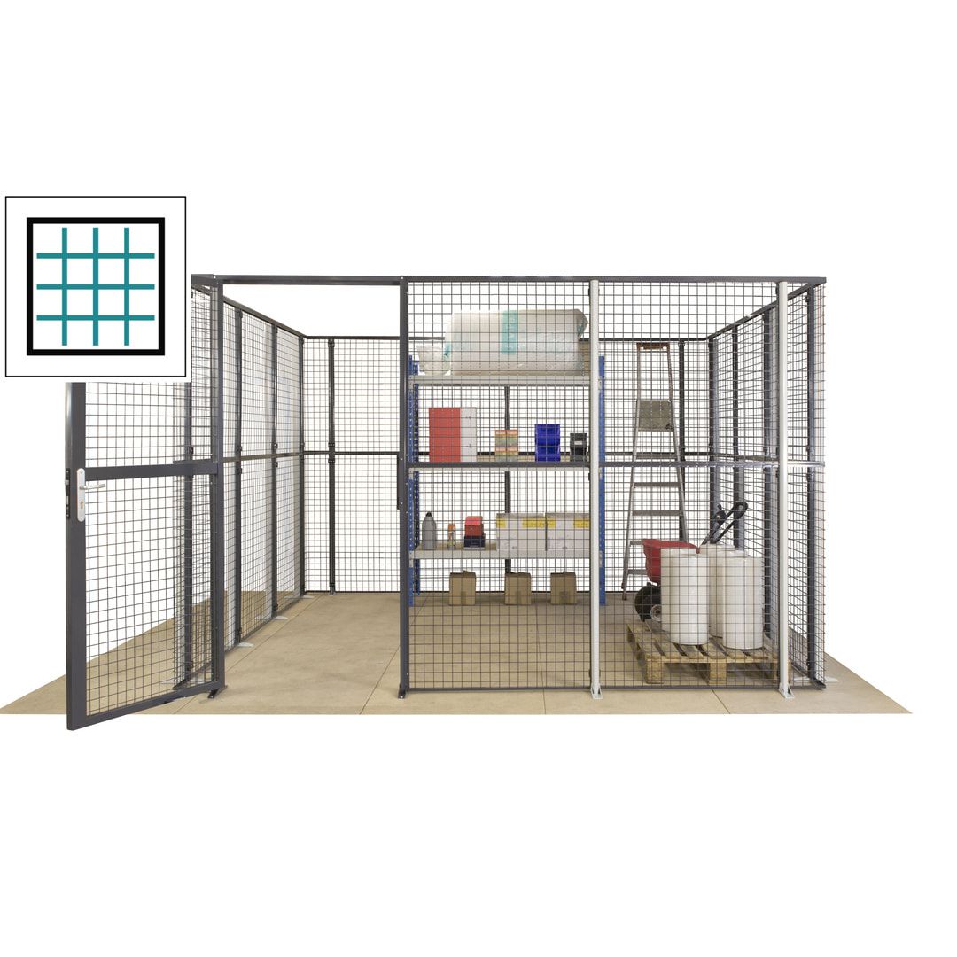 Maschinen Schutzgitter - Hallentrennwand - Sicherheitszaun - Tür - 72 m - 2.200 x 21.400 x 15.400 mm (HxBxT) - enzianblau