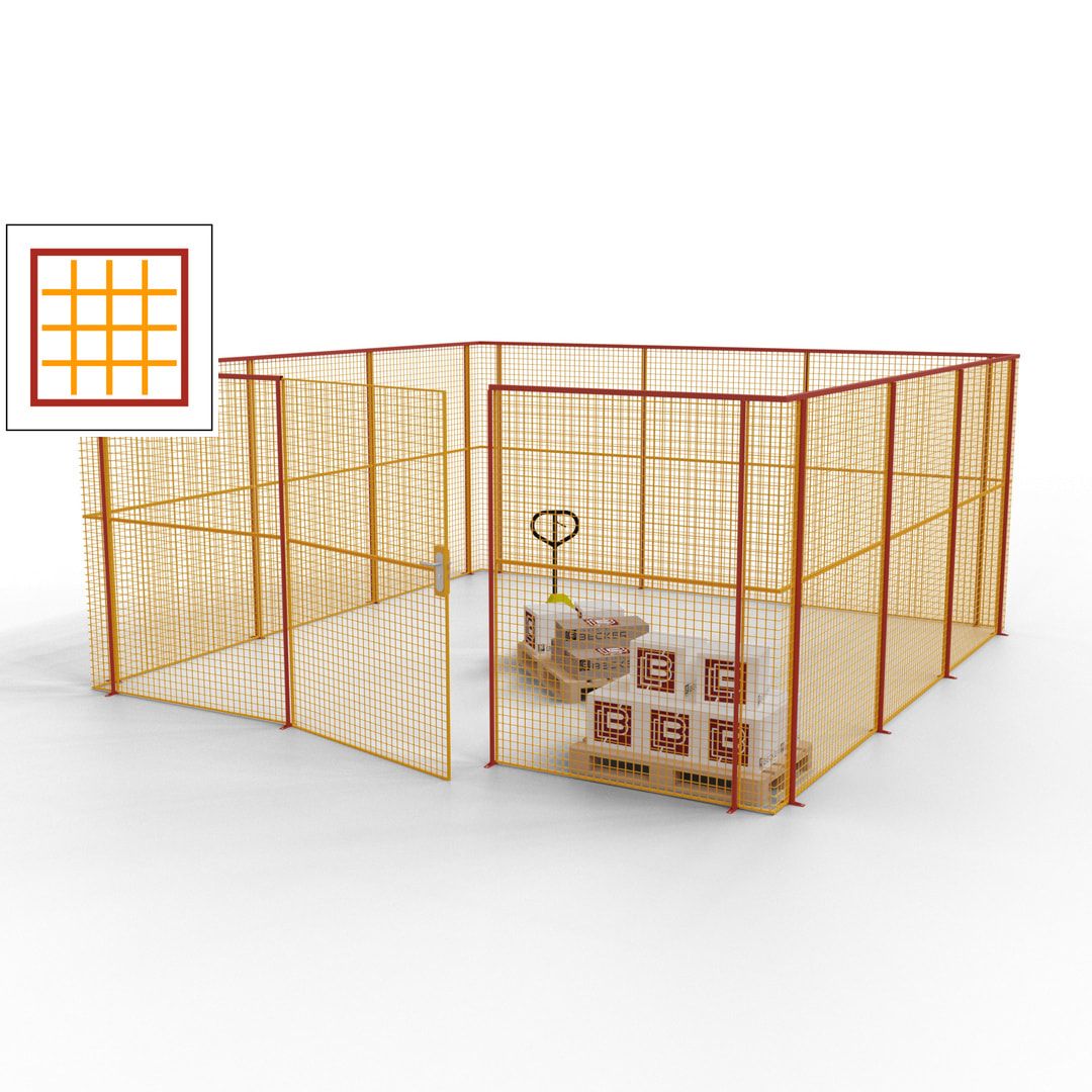 Maschinen Schutzgitter - Hallentrennwand - Sicherheitszaun - Tür - 18 m - 2.200 x 4.900 x 4.900 mm (HxBxT) - enzianblau