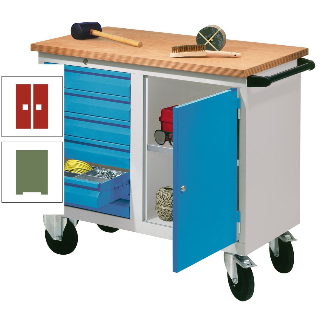 Mobile Werkbank - Werkstattwagen - 915 x 1.090 x 600 mm - 6 Schubladen und Schrankfach - anthrazitgrau