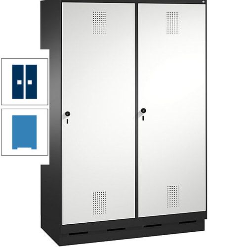 Doppel-Spind, Garderobenschrank, 2 Türen für 4 Abteile a 300 mm, Korpus anthrazitgrau, Türen anthrazitgrau, 1.800 x 1.200 x 500 mm (HxBxT)