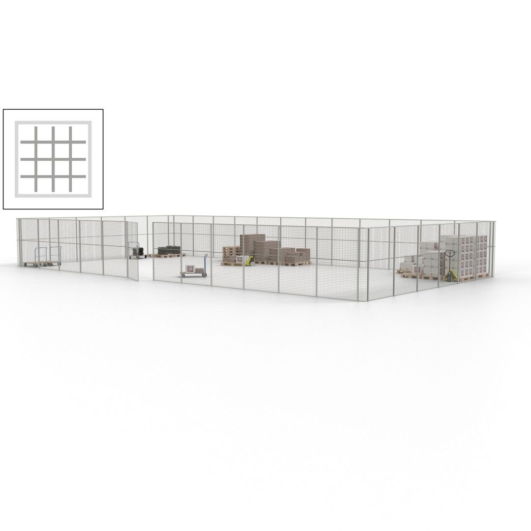 Maschinen Schutzgitter - Hallentrennwand - Sicherheitszaun - Tür - 54 m - 2.200 x 18.400 x 9.400 mm (HxBxT) - enzianblau