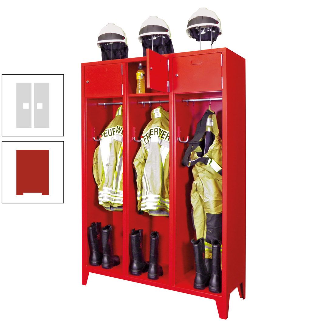 Feuerwehrschrank - 2 Abteile - Ablagefach mit Tür, Etikettenrahmen - 2.100 x 830 x 500 mm (HxBxT) - anthrazitgrau