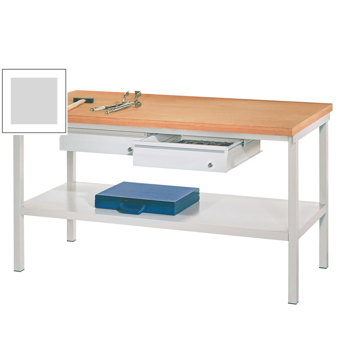 Werkbank mit Ablageboden - 2 Schubladen - 900 x 1.500 x 700 mm (HxBxT) - Traglast 1.050 kg - anthrazitgrau
