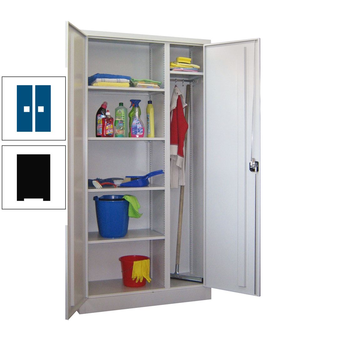 Putzschrank mit Trennwand - 1.950x1.000x400 mm (HxBxT) - Böden pulverbeschichtet - anthrazitgrau