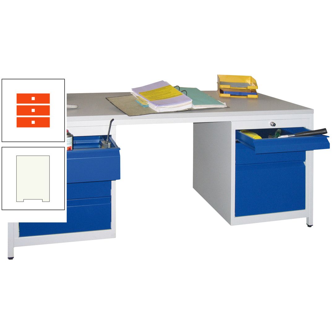 Meisterschreibtisch - 6 Schubladen, 75 / 125 / 150 / 175 / 300 mm - 720 x 1.700 x 800 mm (HxBxT) - anthrazitgrau