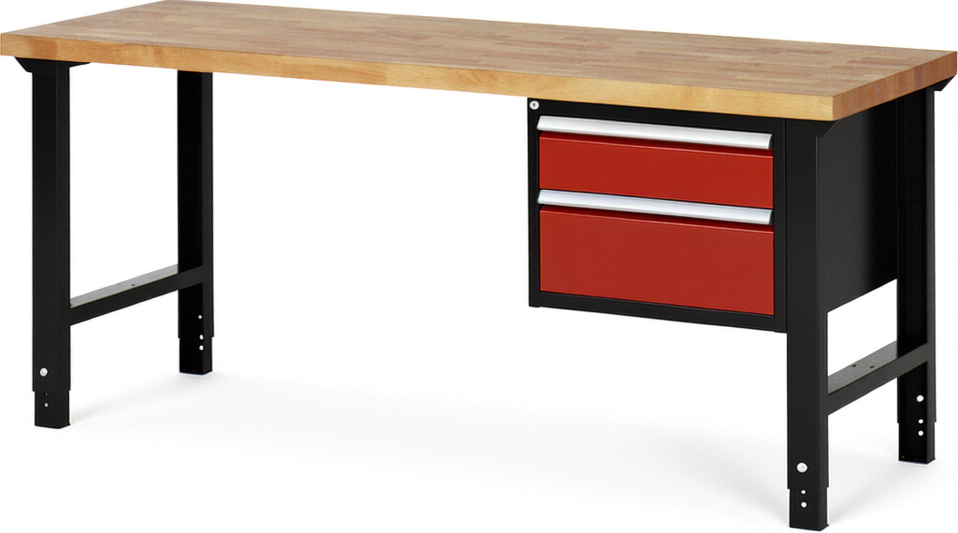 Werkbank - 2 Schubladen - Teilauszug - 150:1 / 210:1 - Höhe 790-1.140 mm - 2.000 x 700 mm (BxT) - 750 kg - Buche - Anthrazitgrau