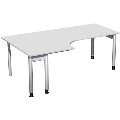 Eckschreibtisch, Eckteil 800 mm, links, Füße einseitig verkürzt, 4-Fuß Pro, höhenverstellbar, 680-800 x 1.600 x 1.200 mm (HxBxT), Dekor Ahorn