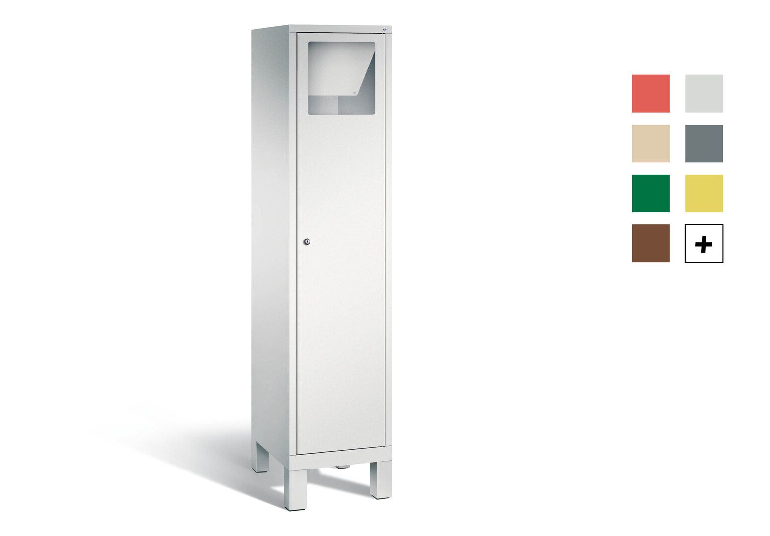 Wäschesammelschrank, Wäscheschrank, Stahlschrank, mit Füßen, Pendelklappe, Korpus Pastellgelb, Tür anthrazitgrau, 1.850 x 420 x 500 mm (HxBxT)