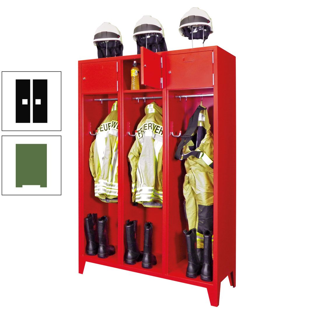 Feuerwehrschrank - 2 Abteile - Ablagefach mit Tür, Etikettenrahmen - 2.100 x 830 x 500 mm (HxBxT) - anthrazitgrau