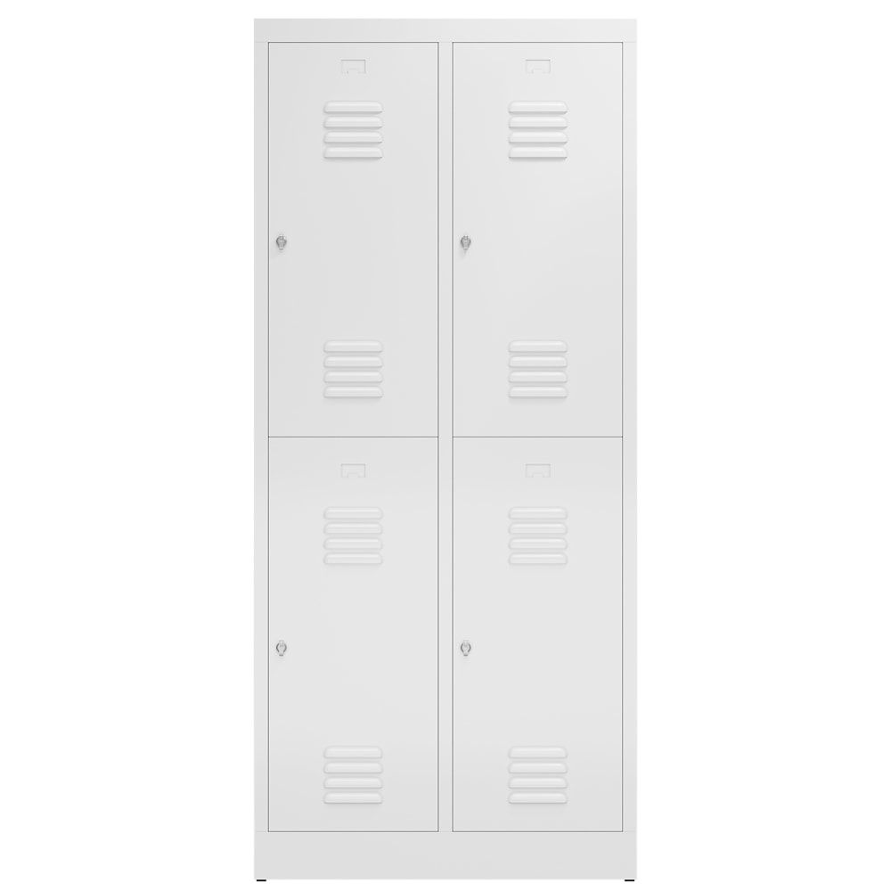 Garderobenschrank, Doppelstockspind, 2 Abteil, 4 Fächer, 1.800 x 800 x 500 mm (HxBxT), Drehriegel, Stahl, Korpus: lichtgrau, Front: anthrazitgrau