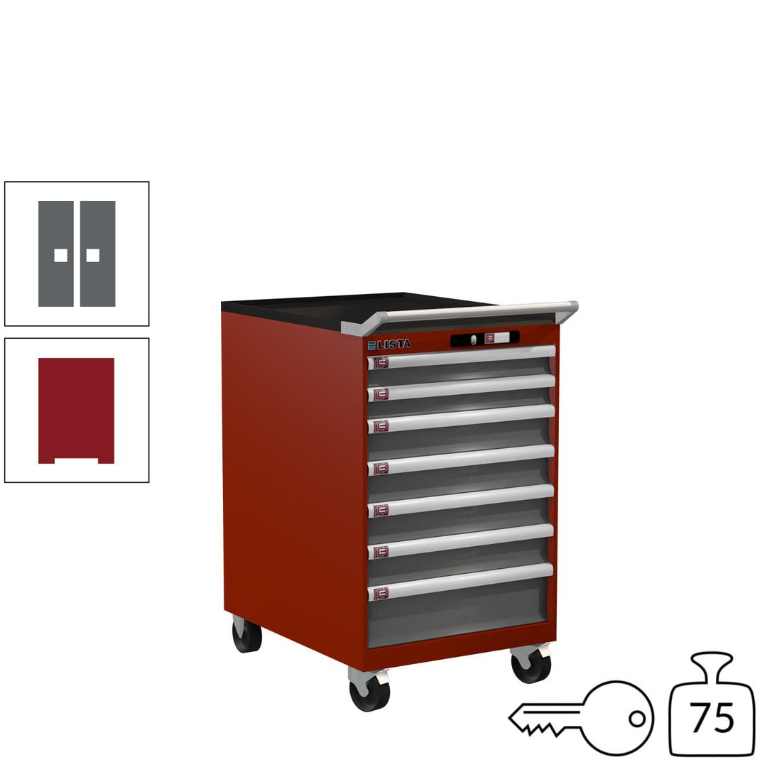 Lista Schubladenschrank - 14.373.010 - 990 x 564 x 725 mm (HxBxT) - 7 Schubladen - 75 kg - Key Lock - lichtblau (RAL 5012)