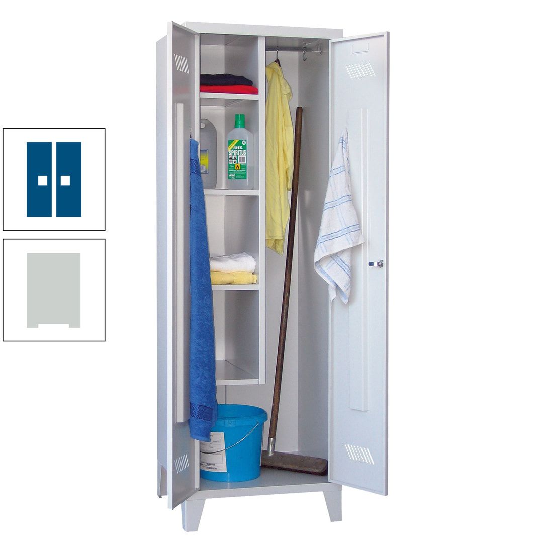 Putzschrank mit Füßen - 1 Abteil mit Trennwand - 1.850x600x500 mm (HxBxT) - Drehriegel - anthrazitgrau